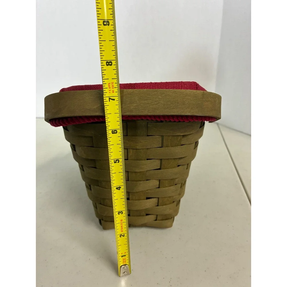 Longaberger 2008 Slanted Basket Green Red Liner Plastic Protector Signed ASM